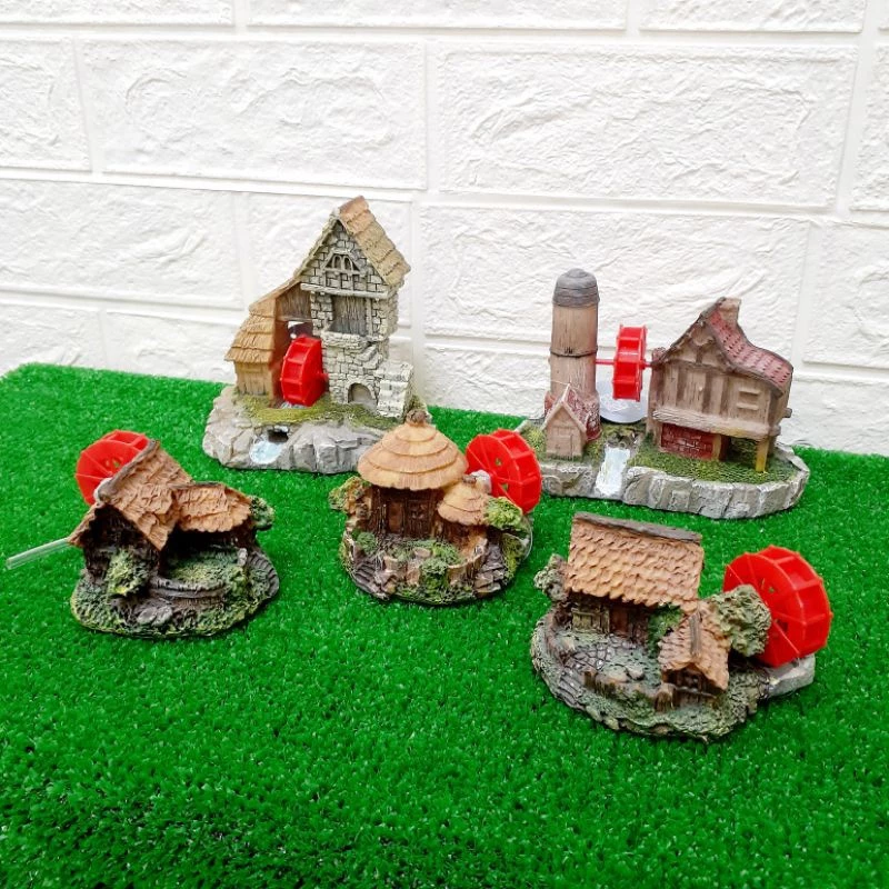 【閃電聯盟】磚屋水車 / 穀倉水車 / 閣樓草屋水車 / 圓頂草屋水車 / 方頂草屋水車 造景 水族飾品 裝飾 氣動