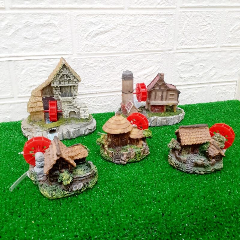 【閃電聯盟】磚屋水車 / 穀倉水車 / 閣樓草屋水車 / 圓頂草屋水車 / 方頂草屋水車 造景 水族飾品 裝飾 氣動