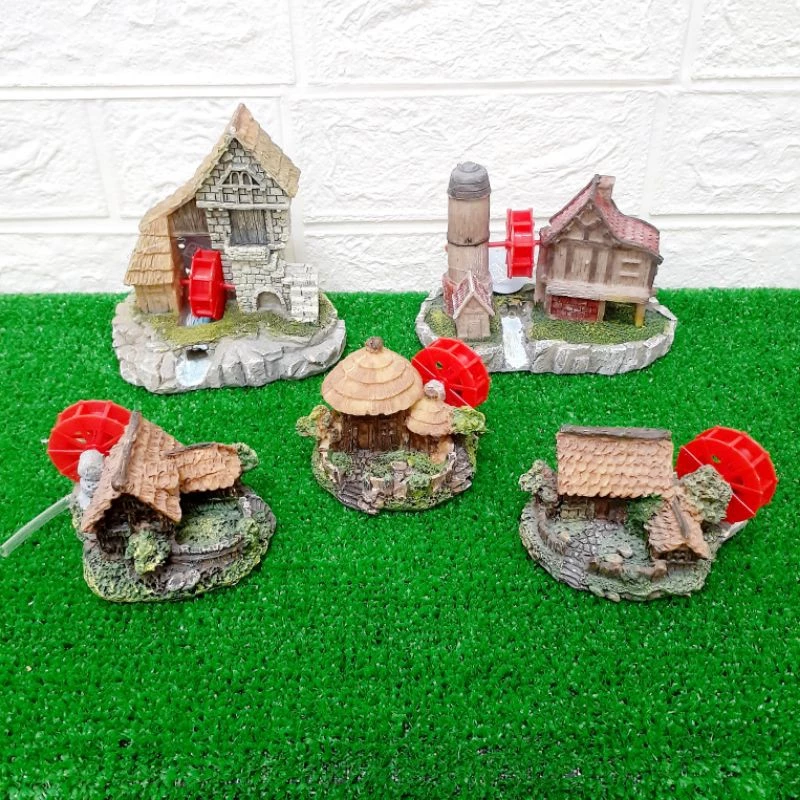 【閃電聯盟】磚屋水車 / 穀倉水車 / 閣樓草屋水車 / 圓頂草屋水車 / 方頂草屋水車 造景 水族飾品 裝飾 氣動